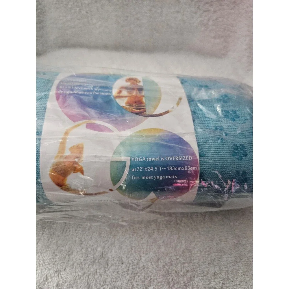 Yoga Towel Non Slip Grip Dots Hot Yoga Mat Cover Light Blue New